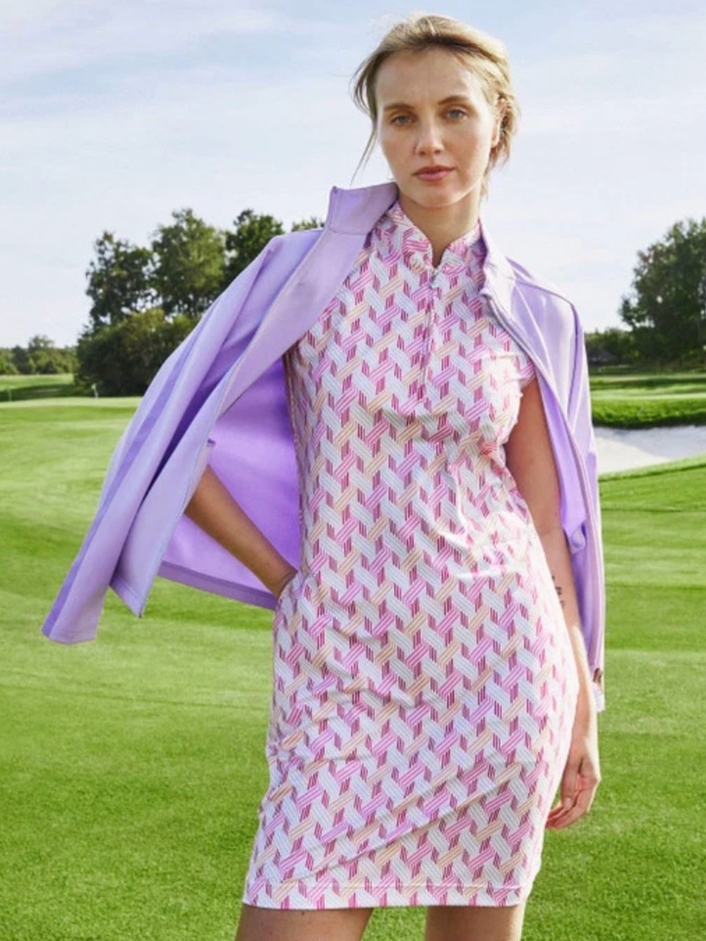 Daily Sports Pink and Lavender Geometric Dress